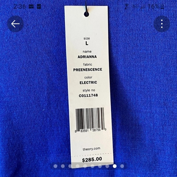 Theory sweater Adrianna vneck long sleeve feather weight cashmere wool blue  L - Picture 10 of 11